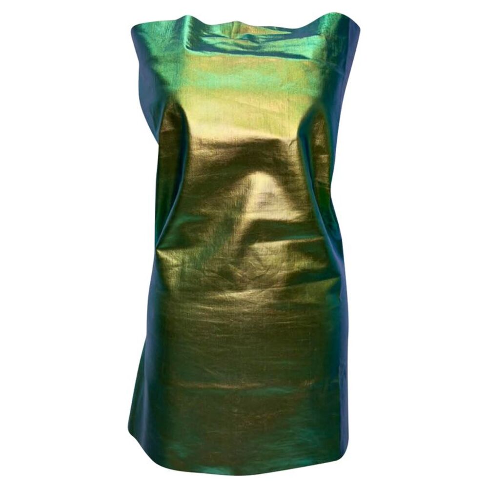 Rick Owens Athena Iridescent One-Shoulder Top in Green Cotton